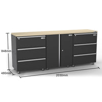UltraTools 2030mm x 480mm x 848mm Black Workshop Garage Storage Workbench