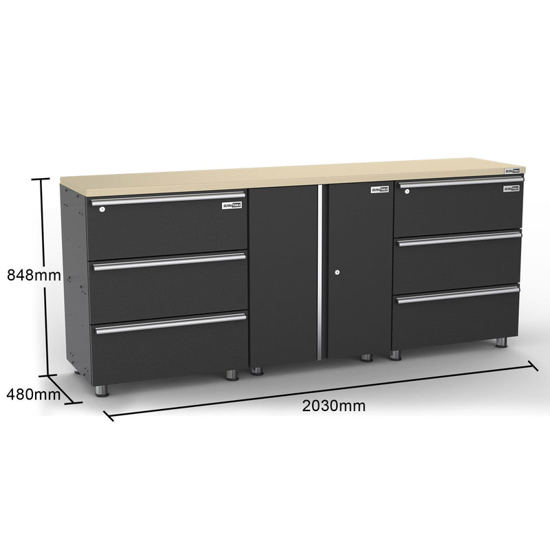 UltraTools 2030mm x 480mm x 848mm Black Workshop Garage Storage Workbench
