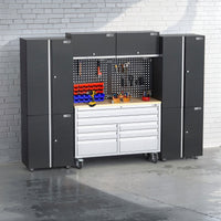 Mobile 8 Drawers Tool Chest Work Bench + Steel Garage Storage Cabinets - UltraTools 2710mm x 480mm x 1964mm