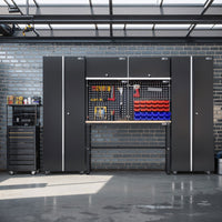 UltraTools 2704mm x 480mm x 1870mm Black Workshop Garage Storage Cabinet Set