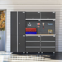 UltraTools 2030mm x 500mm x 1870mm Black Workshop Garage Storage Cabinet Set