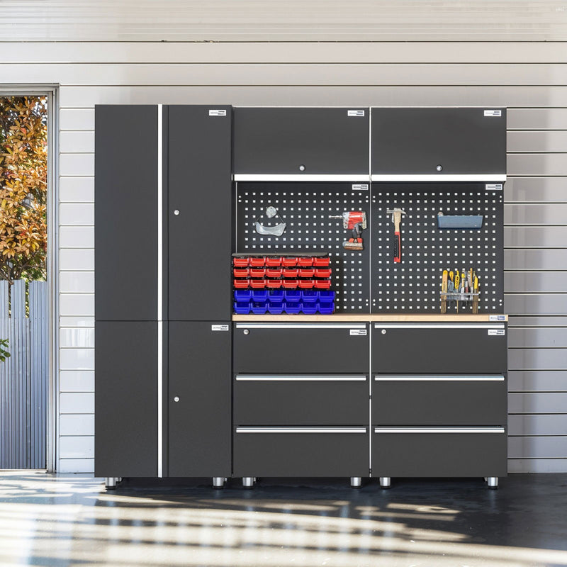 UltraTools 2030mm x 500mm x 1870mm Black Workshop Garage Storage Cabinet Set