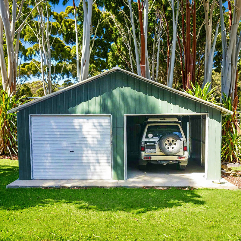 Double Garage 6.6m x 7.2m x 3.7m Widespan Roller Door Workshop