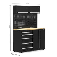 UltraTools 1500mm x 550mm x 2025mm Black Workshop Garage Storage Cabinet Set