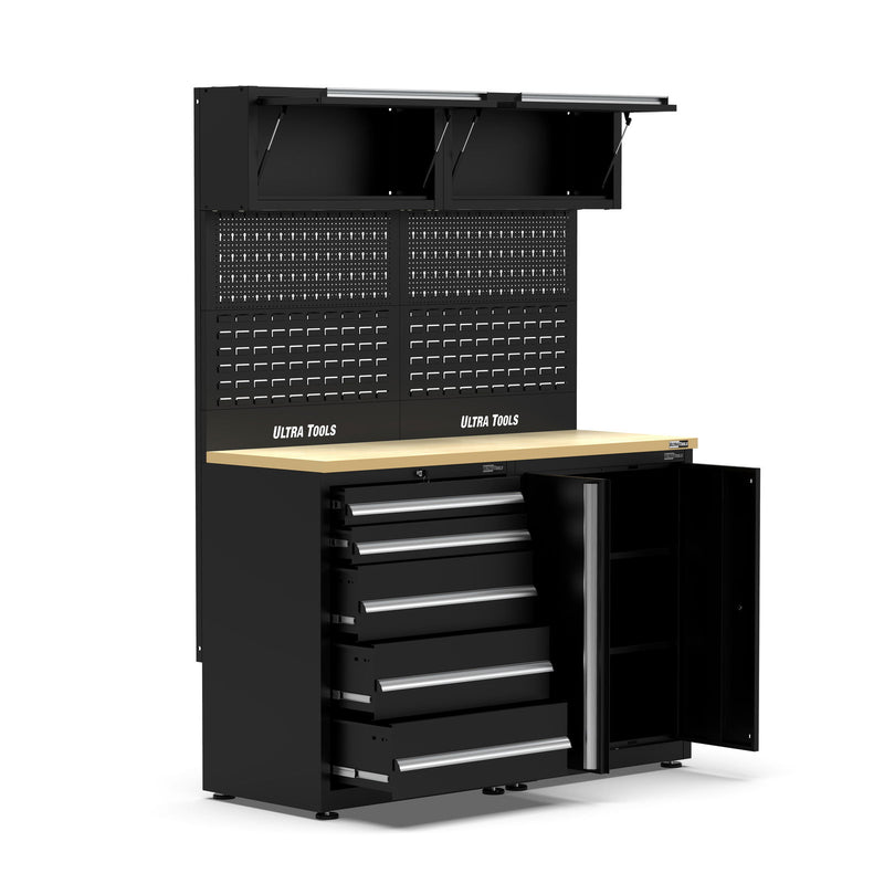 UltraTools 1500mm x 550mm x 2025mm Black Workshop Garage Storage Cabinet Set