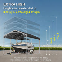 Single Carport 3.4m x 13.53m x 3.27m Backyard Portable Vehicle & Boat Shelter with Wrapped Roof