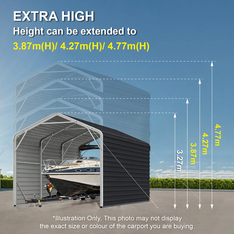 Single Carport 3.4m Wide x 6.03m Long with Enclosed Side Walls
