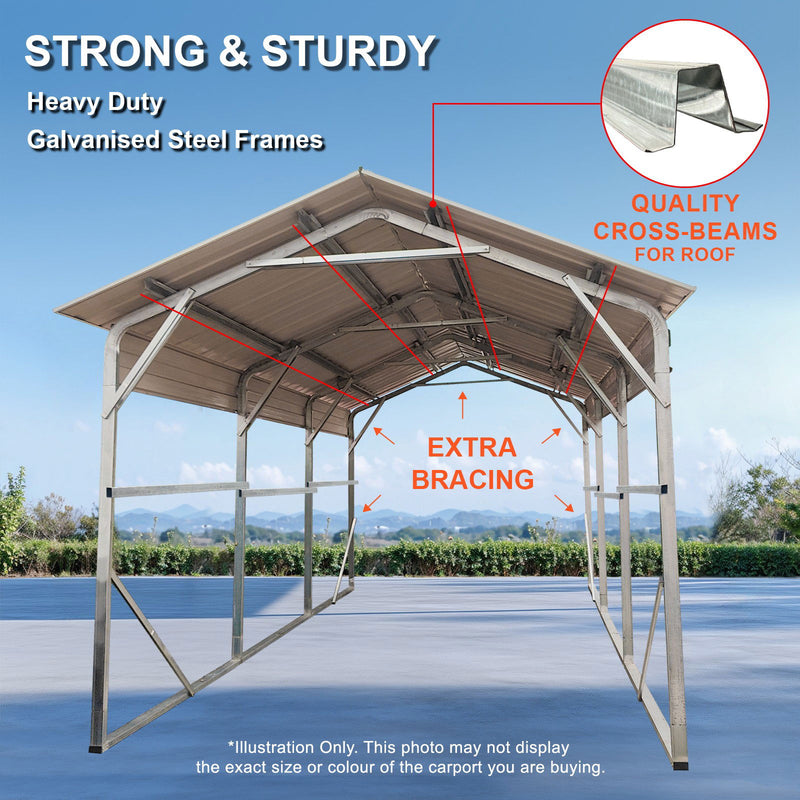 Carport 6.23 x 15.24m x 4.27m Vehicle Shelter
