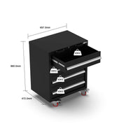 UltraTools 500mm x 550mm x 2020mm Classic Black Workshop Garage 4 Drawer Roller Storage Cabinet
