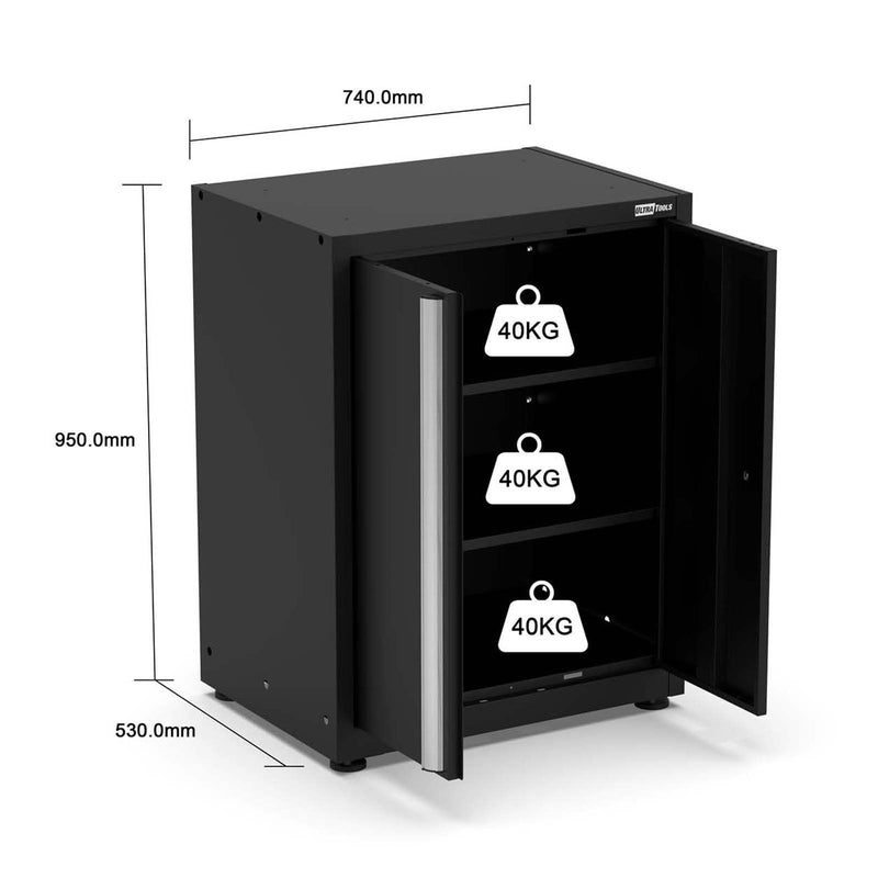 UltraTools 3650mm x 550mm x 2025mm Black Classic Workshop Garage Storage Cabinet Set