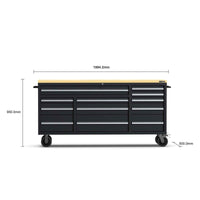 UltraTools Economy 72" 12 Drawer Mobile Workbench Tools Trolley Roller Cabinet + 1 Standing Cabinet with built-in Pegboard