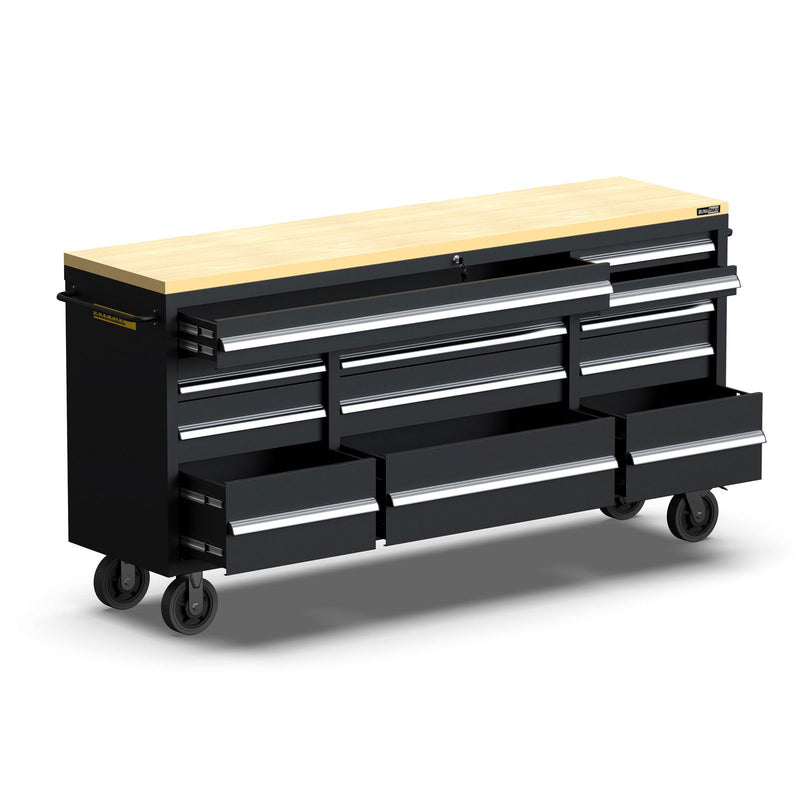 UltraTools Economy 72" 12 Drawer Mobile Workbench Tools Trolley Roller Cabinet + 1 Standing Cabinet with built-in Pegboard
