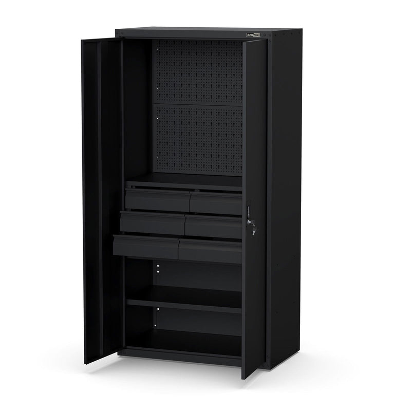 UltraTools Economy Extra Tall Steel Garage Cabinet 900mm x 500mm x 2025mm with built-in Pegboard and 6 Drawers
