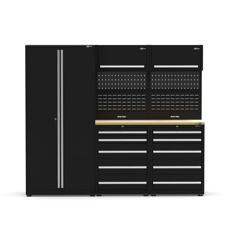 UltraTools 2420mm x 550mm x 2025mm Black Classic Workshop Garage Storage Cabinet Set