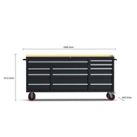UltraTools 1970mm x 500mm x 950mm Economy 72" 12 Drawers Mobile Workbench Tools Trolley Roller Cabinet