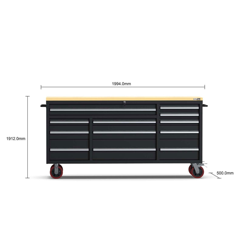 UltraTools 1970mm x 500mm x 950mm Economy 72" 12 Drawers Mobile Workbench Tools Trolley Roller Cabinet