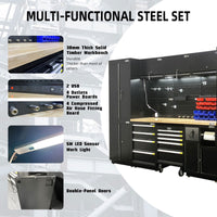UltraTools 2475mm x 580mm x 2020mm Black Semi-Industrial Workshop Garage Storage Cabinet Set