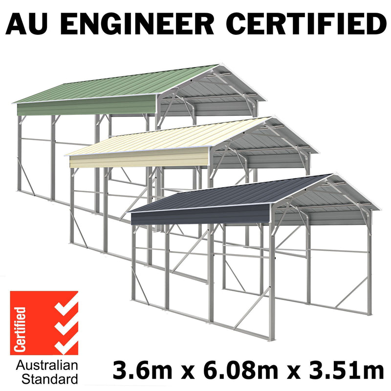 Vehicle Shelter 3.6 x 6.08m x 3.51m Carport