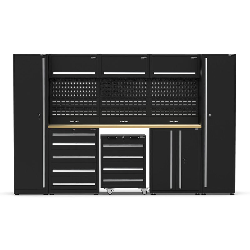 UltraTools 3250mm x 550mm x 2025mm Black Economy Workshop Garage Storage Cabinet Set