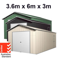 Roller Door Garage 6m x 3.6m x 3m (Gable) Workshop Shed EXTRA High 4 Frames