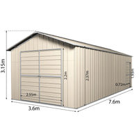 Garage Shed 7.6m x 3.6m x 3m Double Barn Door Gable Workshop Extra High 5 Frames