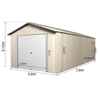 Garage 7.6m x 3.6m x 3m Roller Door Shed Workshop