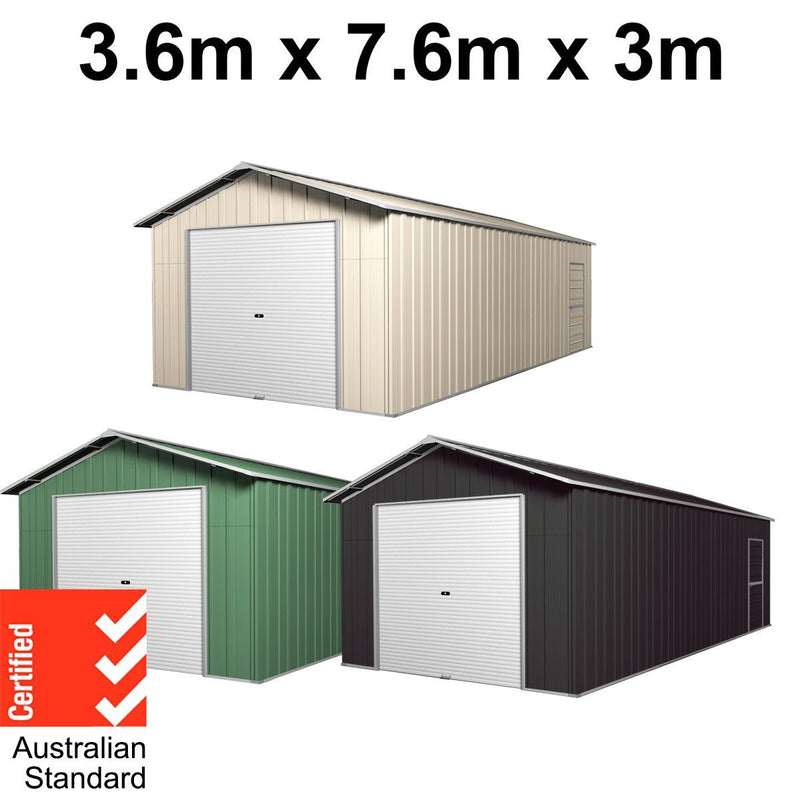 Garage 7.6m x 3.6m x 3m Roller Door Shed Workshop
