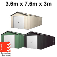 Garage 7.6m x 3.6m x 3m Roller Door Shed Workshop