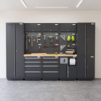 UltraTools 3100mm x 580mm x 2020mm Black Semi-Industrial Workshop Garage Storage Cabinet Set