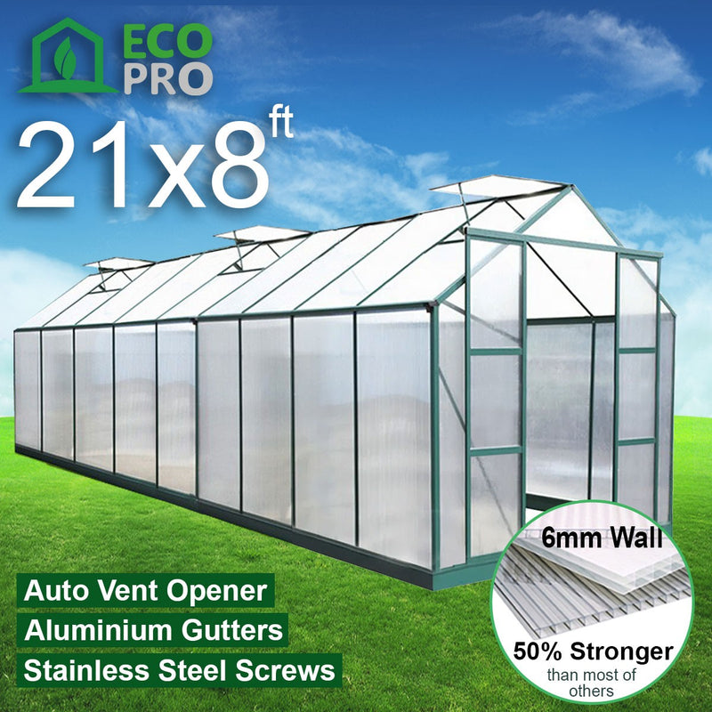 EcoPro 6mm 10-36ft Long x 8ft Wide Greenhouse