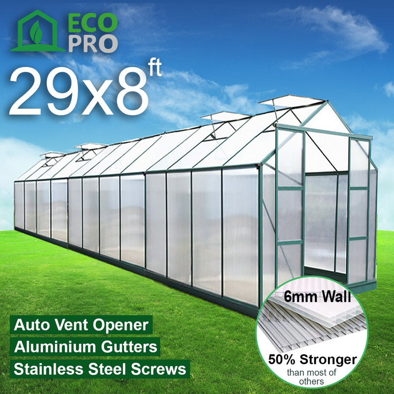 EcoPro 6mm 10-36ft Long x 8ft Wide Greenhouse