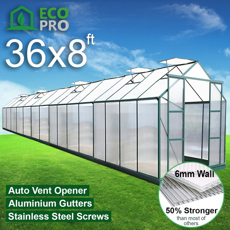 EcoPro 6mm 10-36ft Long x 8ft Wide Greenhouse