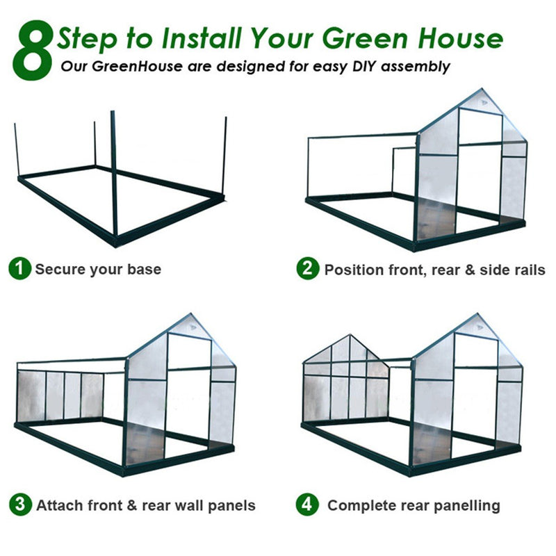 EcoPro 6mm 10-36ft Long x 8ft Wide Greenhouse