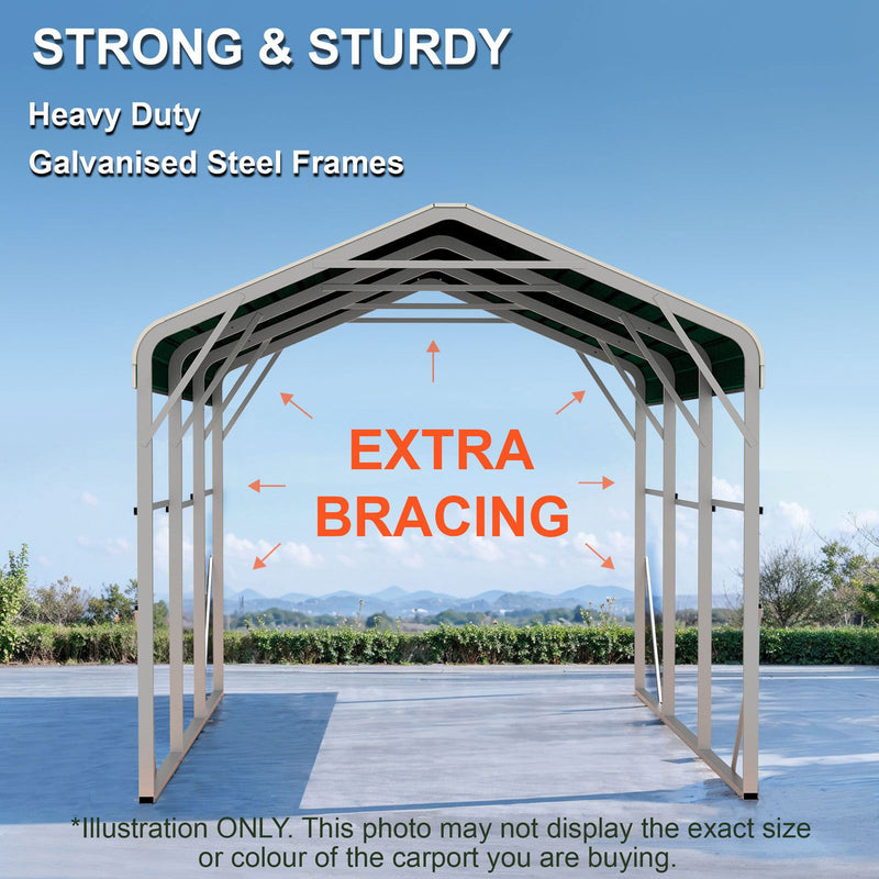 Double Carport 6m x 6.03m x 4.14m Backyard Portable Vehicle & Boat Shelter with Wrapped Roof