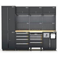 Semi-Industrial Black Workshop Garage Storage Cabinet Set UltraTools 2475mm x 580mm x 2020mm