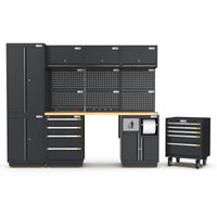 Semi-Industrial Black Workshop Garage Storage Cabinet Set UltraTools 2475mm x 580mm x 2020mm