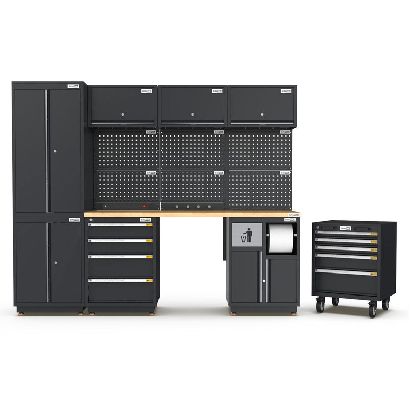 Semi-Industrial Black Workshop Garage Storage Cabinet Set UltraTools 2475mm x 580mm x 2020mm