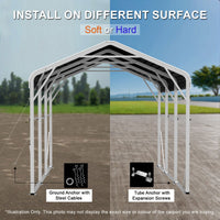 Single Carport 3.4m x 13.53m x 3.27m Backyard Portable Vehicle & Boat Shelter with Wrapped Roof