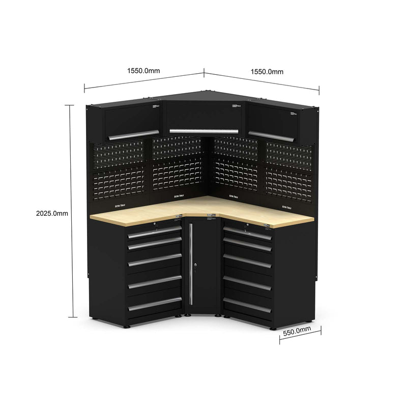 UltraTools 1550/1550mm x 550mm x 2025mm Classic Modular Garage & Workshop Storage Corner Cabinet System
