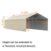 Double Carport 6m Wide x 13.53m Long with Enclosed Side Walls