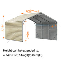 Double Carport 6m Wide x 6.03m Long with Enclosed Side Walls