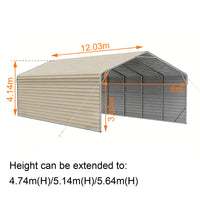 Double Carport 6m Wide x 12.03m Long with Enclosed Side Walls