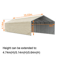 Double Carport 6m Wide x 15.03m Long with Enclosed Side Walls