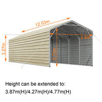 Single Carport 3.4m Wide x 12.03m Long with Enclosed Side Walls