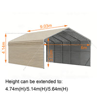 Double Carport 6m Wide x 9.03m Long with Enclosed Side Walls
