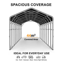 Single Carport 3.4m x 13.53m x 3.27m Backyard Portable Vehicle & Boat Shelter with Wrapped Roof