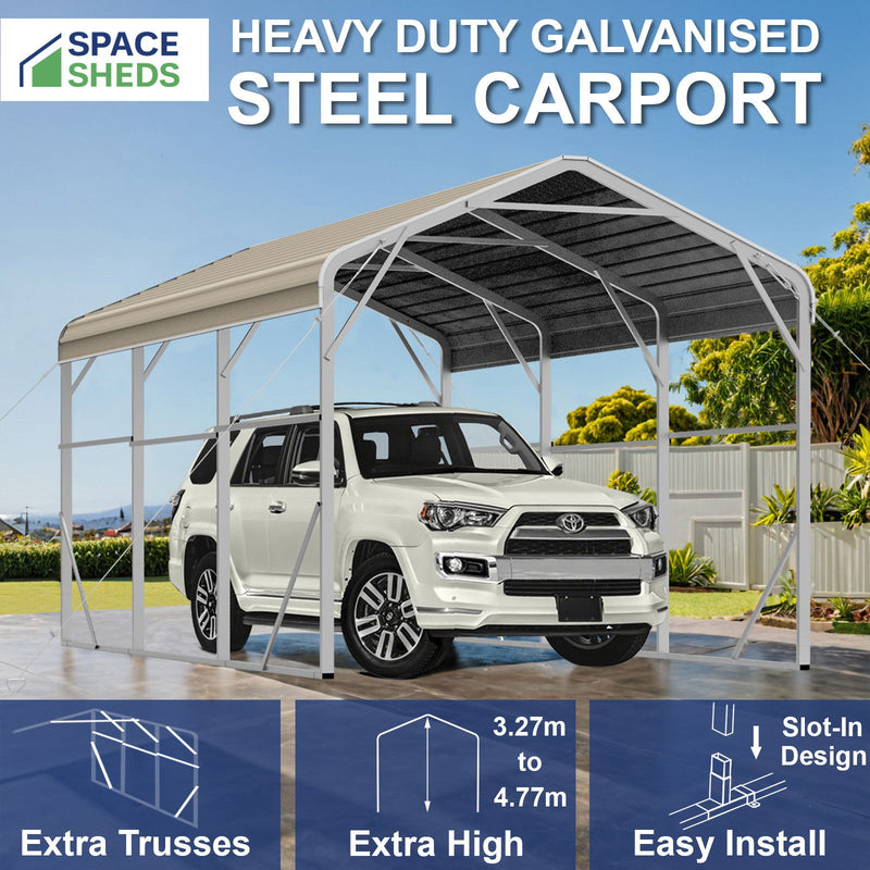 Double Carport 6m x 9.03m x 4.14m Backyard Portable Vehicle & Boat Shelter with Wrapped Roof