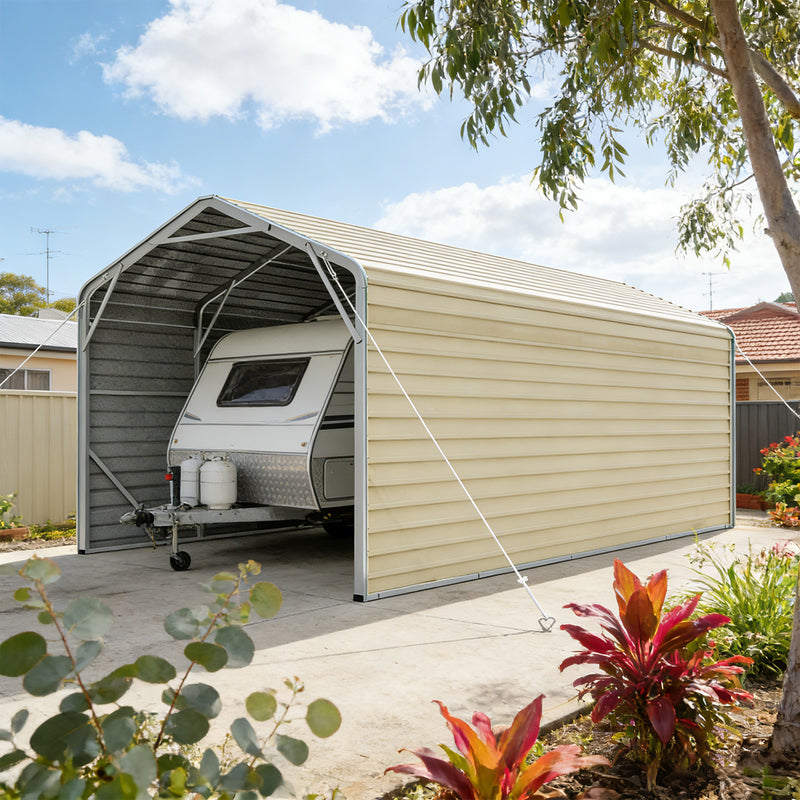 Single Carport 3.4m Wide x 7.53m Long with Enclosed Side Walls