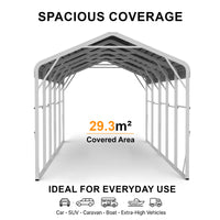 Single Carport 3.4m x 9.03m x 3.27m Backyard Portable Vehicle & Boat Shelter with Wrapped Roof
