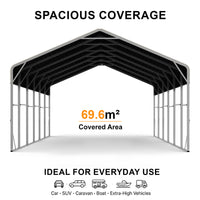 Double Carport 6m x 12.03m x 4.14m Backyard Portable Vehicle & Boat Shelter with Wrapped Roof